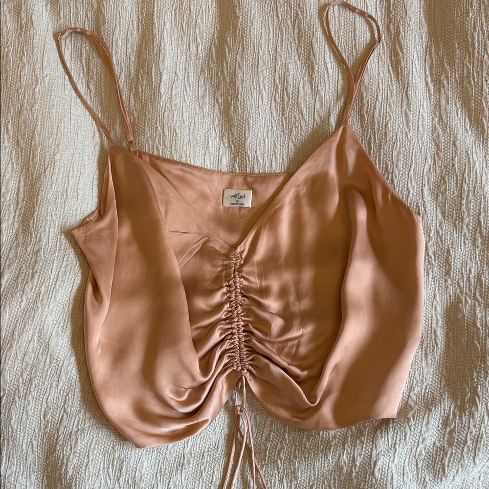 Aritzia Peach Ruched Camisole Top